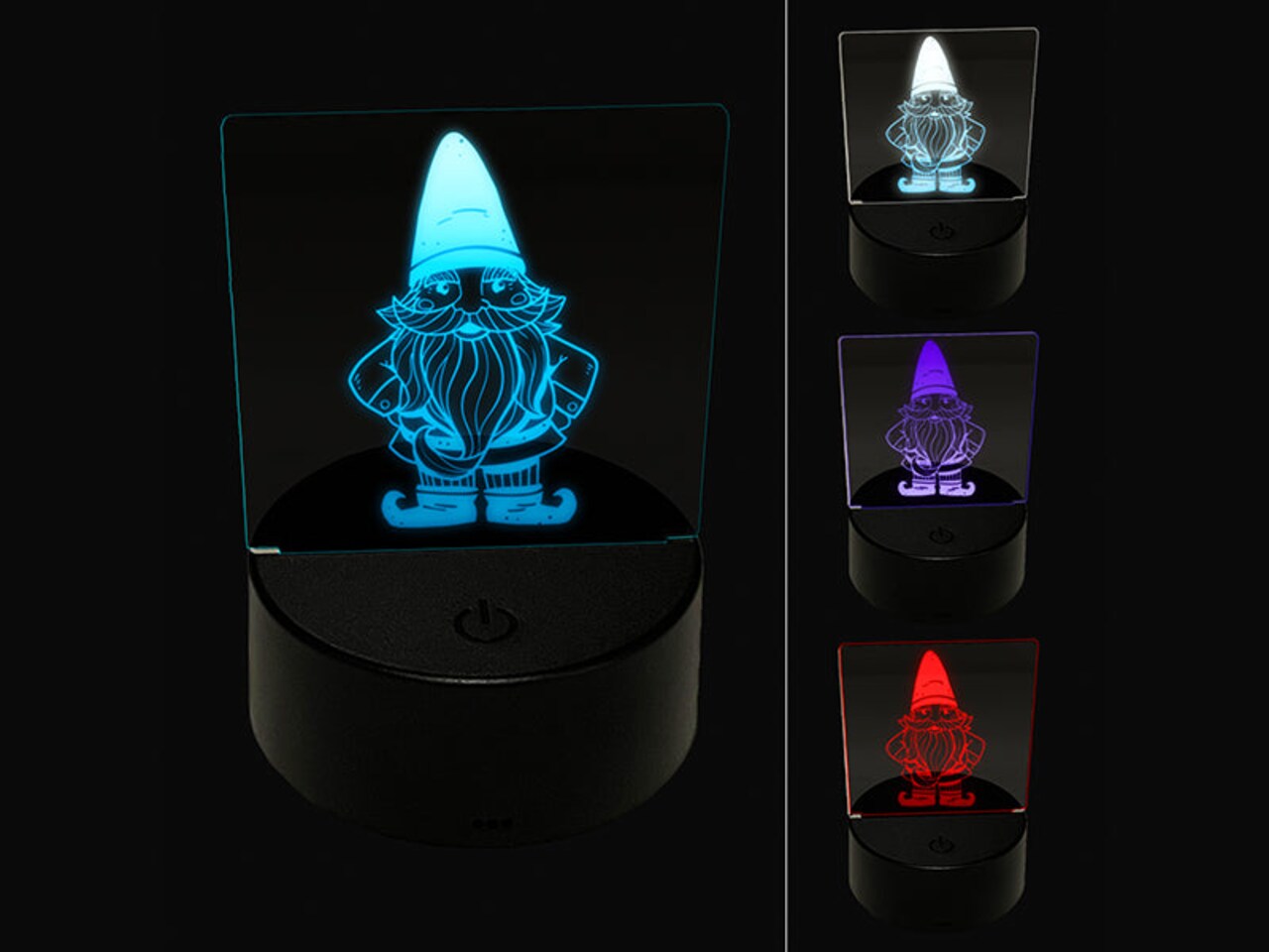 Garden Gnome 3D Illusion LED Night Light Sign Nightstand Desk Lamp